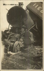 CV Train Wreck Vermont May 14 1911 Real Photo Postcard G19 CLOSE-UP #2