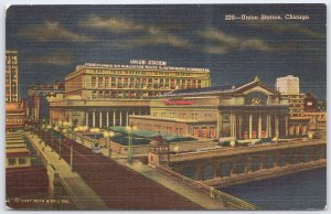 Vintage Union Station Chicago Linen Postcard by Curt Teich