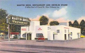 Martin Brothers Restaurant Drive In Stand New Orleans Louisiana linen postcard