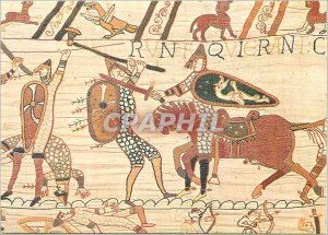 Modern Postcard Bayeux Tapestry Fighting between Cavalier Norman and Saxon Fo...