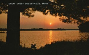 Vintage Postcard A Peaceful Summer Evening Crow Crest Lodge Nevis Minnesota Minn