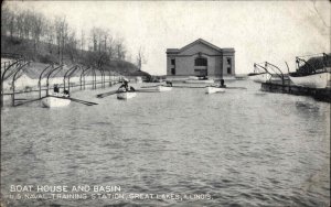 WWI Era Great Lakes Illinois IL US Naval Training Station Rowing Boat House PC