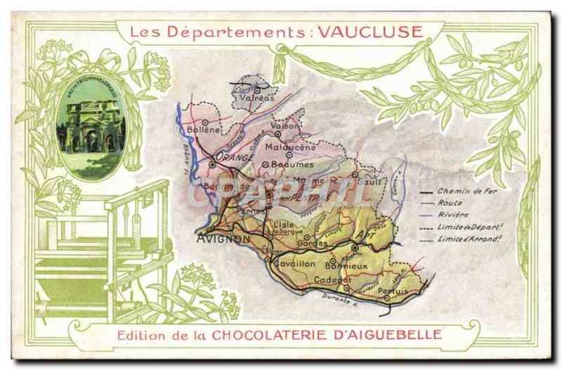 Old Postcard geographical maps of Chocolaterie & # 39Aiguebelle Vaucluse Oran...