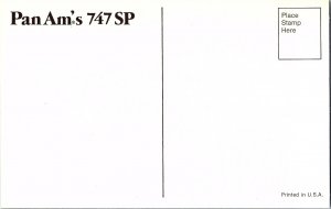 Pan Am 747 SP Airplane Mid-Flight Postcard
