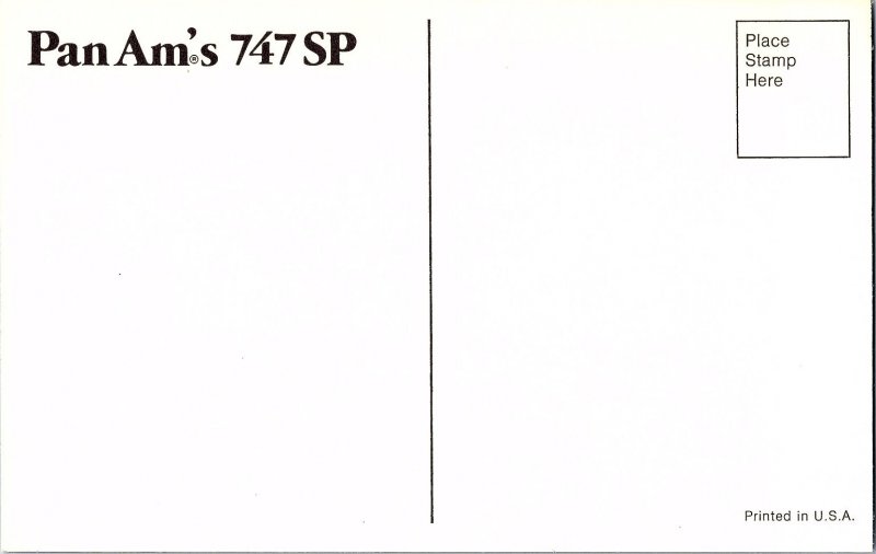Pan Am 747 SP Airplane Mid-Flight Postcard