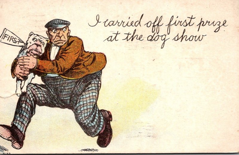 Humour Man Stealing Dog I Carried Off First Prize At The Dog Show 1909