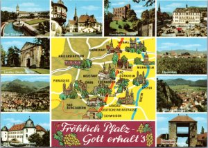 Postcard Germany Map - Cheerful Palatinate God preserve it