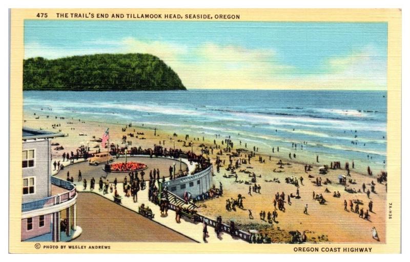 Mid-1900s Trail's End and Tillamook Head, Seaside, OR Postcard