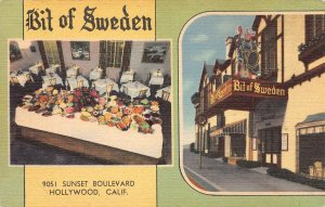 Bit of Sweden, restaurant, Hollywood, California, Early Linen Postcard, Unused