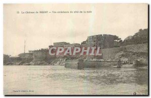 Old Postcard The Chateau Brest external view of the harbor side