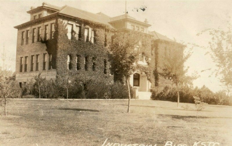 c1915 RPPC Hay Kansas Teachers College Industrial Building Vintage Postcard P113