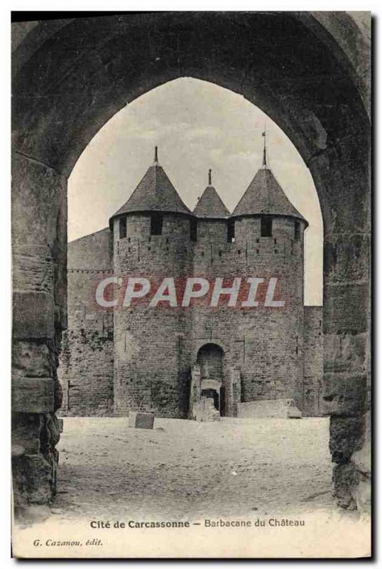 Old Postcard Cite Carcassonne Barbican of the castle