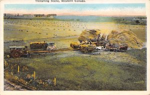 Threshing Scene Western Canada Farming Unused 