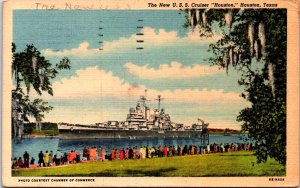 USA The New U.S.S. Cruiser Houston Texas Linen Postcard 09.62