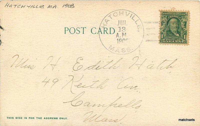 1908 Hatchville Massachusetts Boat Racing Buzzards Bay undivided postcard 7479