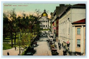 1911 Boston Massachusetts Park Street Carriage Vintage Cars MA Antique Postcard 