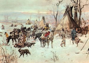 Indian Hunters Return.Charles Russell Western Painting