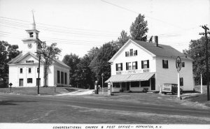 Hopkinton NH  Texaco Gas Station Church Ice Cream Note Woodie RPPC