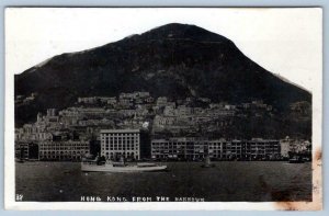 RPPC HONG KONG FROM HARBOUR 1910's-1920's ERA REAL PHOTO POSTCARD