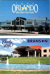2~4X6 Postcards Branson MO Missouri TONY ORLANDO THEATRE & CHARLEY PRIDE THEATRE