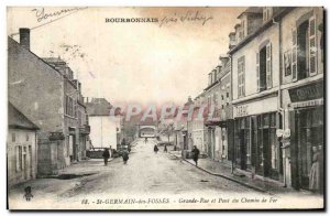 Old Postcard Bourbonnais St Germain Des Fosses Grande Street and Railroad Bridge