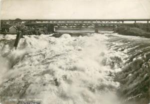 Norway Sarpsborg Sarpsfossen bridge 1962 real photo postcard