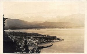 Seward Alaska 1920s RPPC Real Photo Postcard Aerial View with Harbor