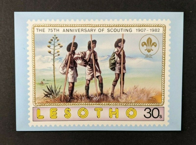 Mint Vintage Boy Scout Scouting Anniversary Postcard Lesotho