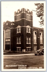 K45/ Festus Crystal Missouri RPPC Postcard c40-50s Methodist Church 188