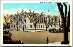 New Post Office Madison Wisconsin WI Cars Street View Building Postcard