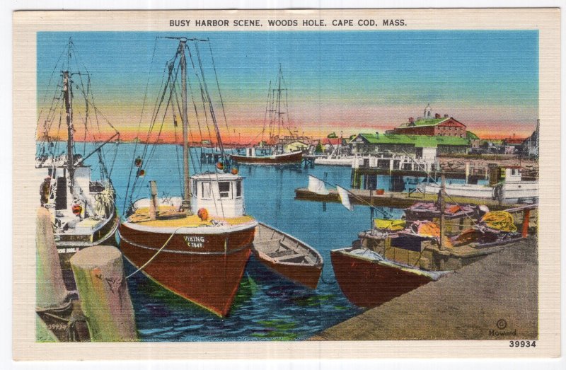 Woods Hole, Cape Cod, Mass, Busy Harbor Scene