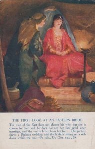 Man Meeting His Indian Wife Bride Arranged Marriage Antique Postcard