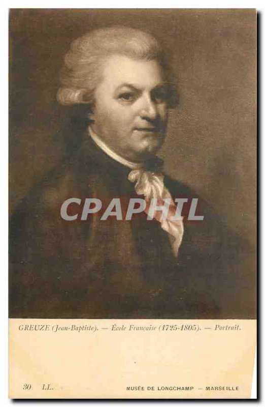 Postcard Old Greuze Jean Bapriste French School Portrait Museum of Longchamp ...