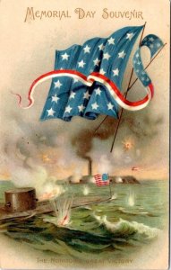 Greeting MEMORIAL DAY SOUVENIR Military~Navy Submarine c1910s Patriotic Postcard