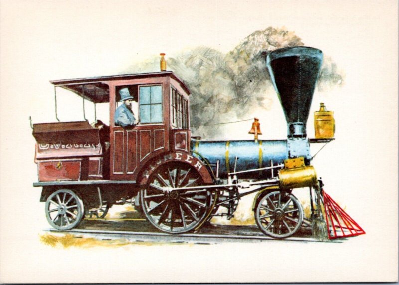 Postcard Train Art - Utica and Schenectedy Railways engine Pioneer