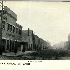 c1910s Chicago, IL Union Stock Yards Horse Market Litho Photo PC Hospital A59