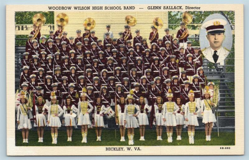  Postcard WV Beckley Woodrow Wilson High School Marching Band c1940s S20