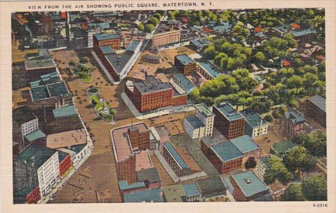 New York Watertown Aerial View Showing Public Square