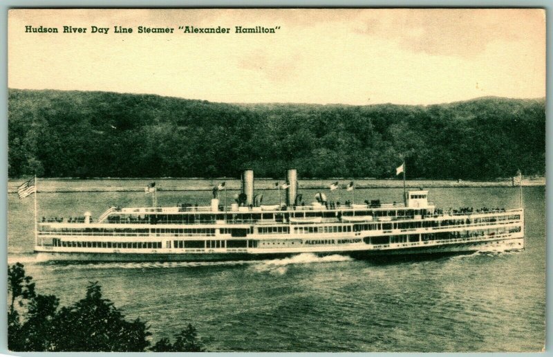 Hudson River Steamer Alexander Hamilton UNP Unused Albertype DB Postcard H7