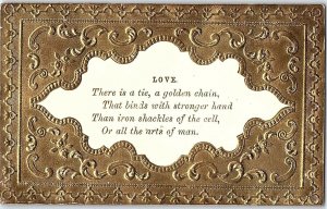 1870's Gilt & Embossed Love Quote Victorian Trade Card P136