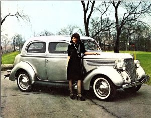 1936 Ford Sedan Stainless Steel Auto Vintage Oversize Postcard