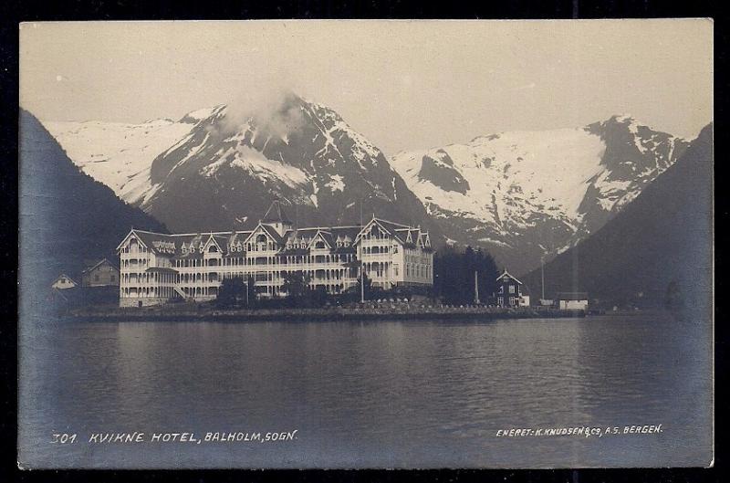 Hotel Kviknes Sognefjorden Norway RPPC unused c1920's