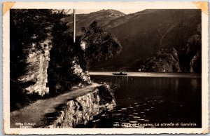 1932 Lago Di Lugano La Strada Di Gandria Real Photo RPPC Posted Postcard