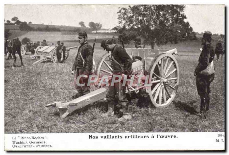 Old Postcard Militaria Our valiant gunners has the Canon & # 39oeuvre