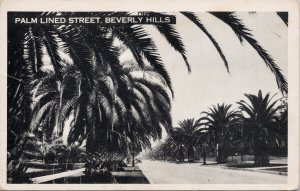 Palm Lined Street Beverly Hills CA Calif Litho Postcard F14 *as is