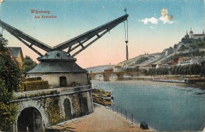 Germany Wurzburg am Kranentor harbor crane 1929