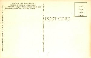 Fishing Pier and Beach Redondo Beach California Postcard