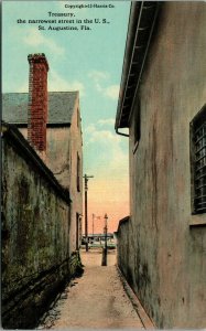 Vtg 1910s Treasury Narrowest Street In United States St Augustine FL Postcard