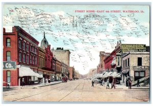 1908 Street Scene East Street Exterior Building Waterloo Iowa Vintage Postcard