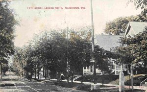 Fifth Street Looking North Watertown Wisconsin  1910 postcard